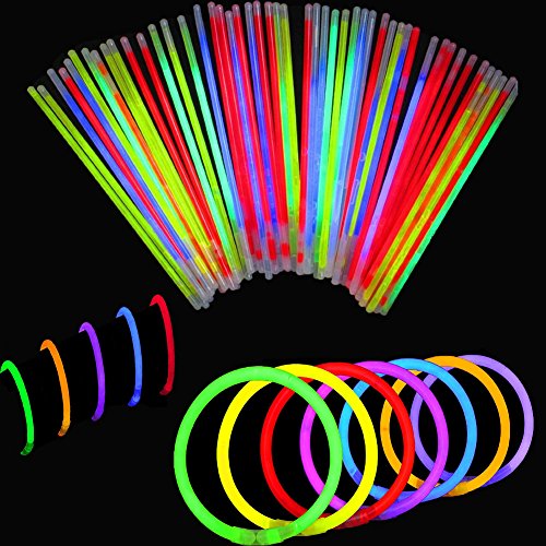 BBM [Solamente 100 Varitas Luminosas y 100 Conectores Reutilizables] Varitas Luminosas Fluorescentes Pulseras Luminosas Para Fiestas Formar Pulseras