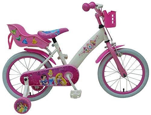 Bicicleta Infantil Niña Chica 16 Pulgadas Disney Princess Freno Delantero al Manillar y Trasero Contropedal Blanco Rosa 85% Montada