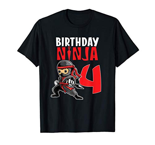 Birthday Ninja 4 Year Old Ninja Birthday Party Theme Camiseta