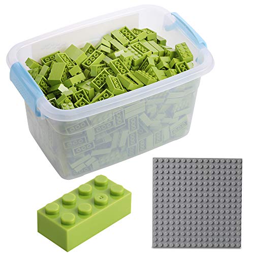 Bloques de construcción - 520 Piezas, compatibles con Todos los demás Fabricantes - Incluyendo la Caja y la Placa Base, Verde Claro