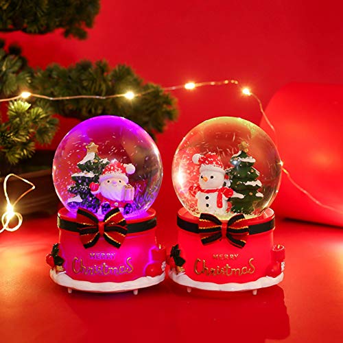Bola de nieve de Navidad, giratoria 3D muñeco de nieve bola de cristal caja de música con luces intermitentes coloridas, globos de nieve irrompibles decoración del hogar para niñas niños bebé