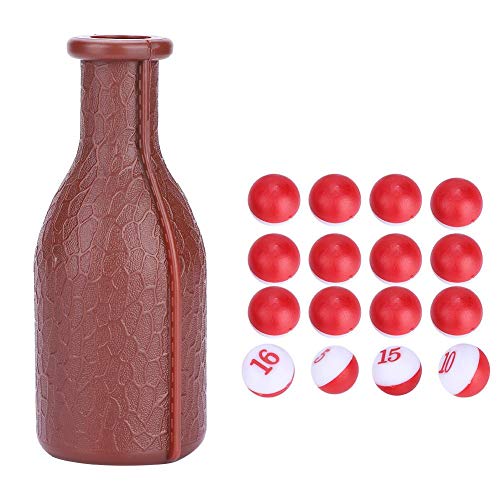 Botella de la coctelera de Billar, Botella de la coctelera de Tally Dados de la Piscina Billar Accesorio marrón con 16 Bolas numeradas