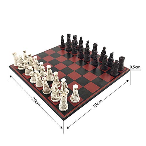 BTTNW Juego De Ajedrez Juego de ajedrez Antiguo de ajedrez de Madera de Madera antigüedades del ajedrez del ajedrez Miniatura Adecuado para Juegos Infantiles (Color : Red, Size : One Size)