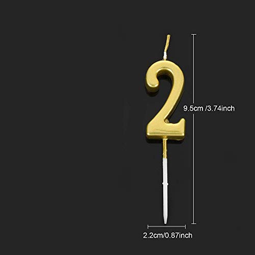 B•You Numeral Candles Set,Birthday Candles 10 Pieces Gold 0-9 Glitter Cake Topper Decoration for Birthday Wedding Party Anniversary