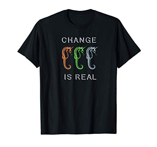 Caballitos de mar del Unicornio y el lema "El cambio es Camiseta