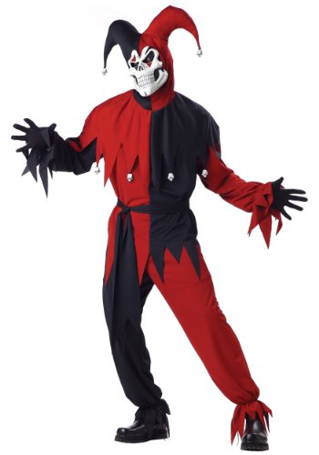  California Costumes - Disfraz De Bufón Malvado / Joker Rojo Negro Vestido Para Hombre Talla L