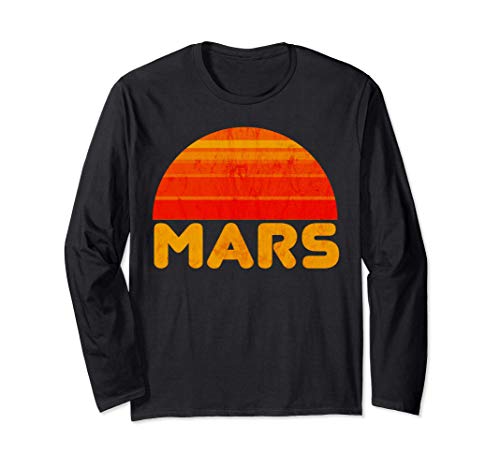 Camiseta de Marte, regalo de ciencia espacial enojado rojo Manga Larga