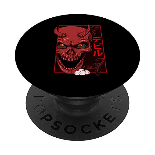 Cara del cráneo del diablo del demonio japonesa Nippon Style PopSockets PopGrip: Agarre intercambiable para Teléfonos y Tabletas