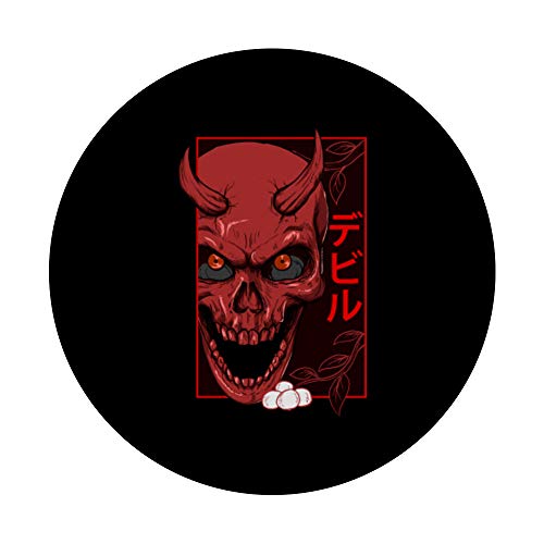 Cara del cráneo del diablo del demonio japonesa Nippon Style PopSockets PopGrip: Agarre intercambiable para Teléfonos y Tabletas