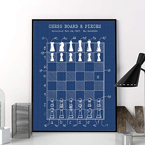 Chess Master Gift Tablero de ajedrez Lienzos de patente Carteles de juegos Arte de la pared Pintura Impresa Imagen del club de ajedrez Decoración de la sala de juegos 11.8 "x19.6" (30x50cm) Sin marco