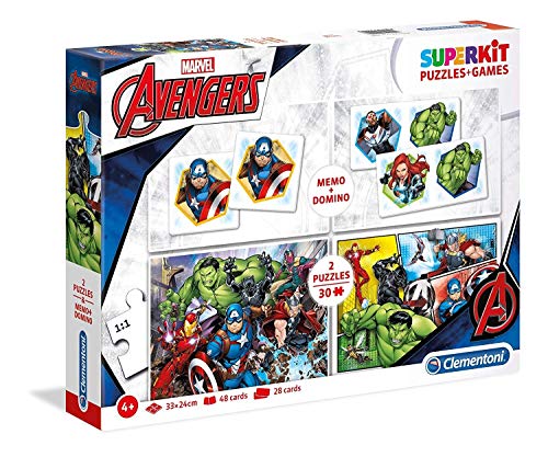 Clementoni- SuperKit 2 Puzzles 30, Memo+Domino The Avengers, Color Multicolor. (20209.6)