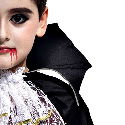 Cloudkids - Disfraz Vampiro para Niños Halloween Disfraces Twilight Vampiros Ropa Pantalones Capa Crepúsculo Regalo para Halloween Carnaval 4-6 Años