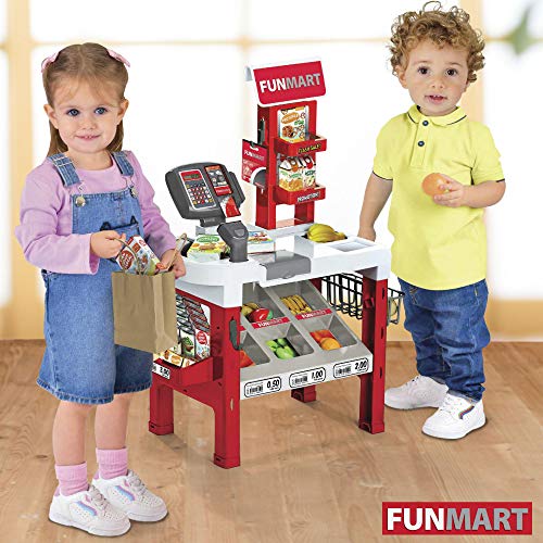 ColorBaby - Supermercado Juguete con Accesorios, Puesto de Mercado con escáner, Caja registradora con Scanner y Lector de Tarjeta, Tienda Infantil, Juguetes para niños 3 años