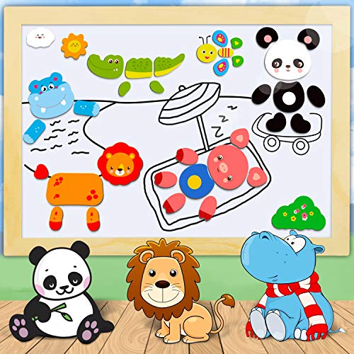 COOLJOY Puzzles de Madera Magnético, Tablero de Dibujo de Doble Cara, Puzzles Rompecabezas Magnéticos de Madera para Niños Niñas Juguete Educativo (Animales)