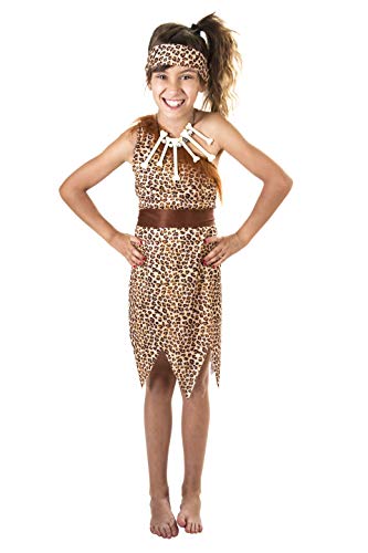Costumizate! Disfraz Cavernícola para niña de Talla 3-4 Especial para niños Fiestas de Disfraces o Carnaval