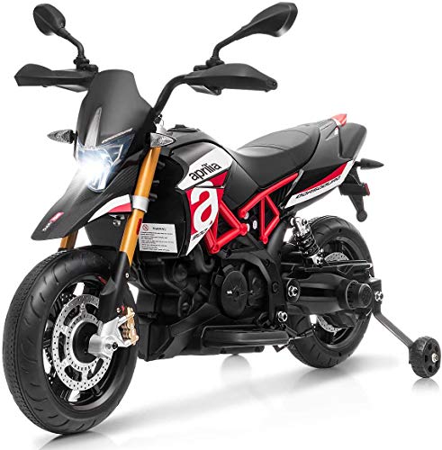COSTWAY Moto Eléctrica para Infantil con Ruedas de Soportes Motocicleta Juguete con Luces LED y Música Carga hasta 25 kg Adecuada para Niños de 3-8 Años
