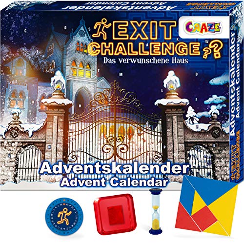 CRAZE Premium Advent Calendar 24720 Calendario de adviento de Navidad 2020 Exit Challenge Juego de Escape niños con contenidos y Juguetes emocionantes, Color Play Set