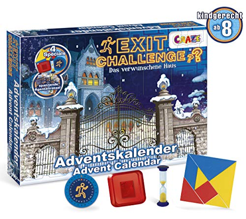CRAZE Premium Advent Calendar 24720 Calendario de adviento de Navidad 2020 Exit Challenge Juego de Escape niños con contenidos y Juguetes emocionantes, Color Play Set