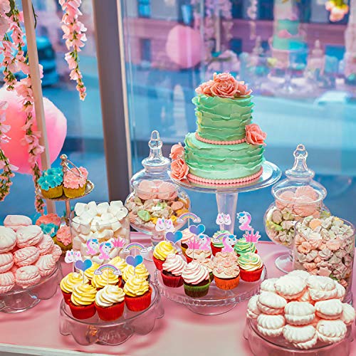 Cupcake Toppers Rainbow Cake Toppers para Niños Niñas Regalo Unicornio Decoraciones de Fiesta de Cumpleaños 48 Piezas