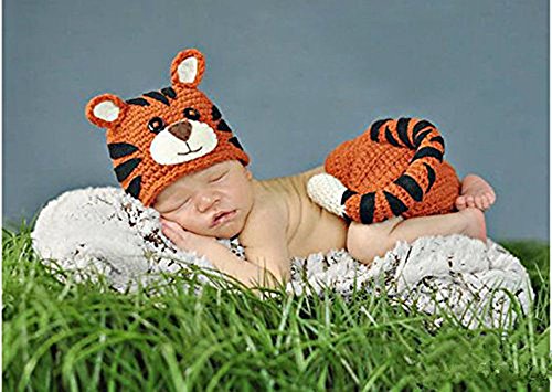 DAYAN bebé recién nacido infantil del niño del tigre de punto de traje determinada de fotos apoyo de la fotografía