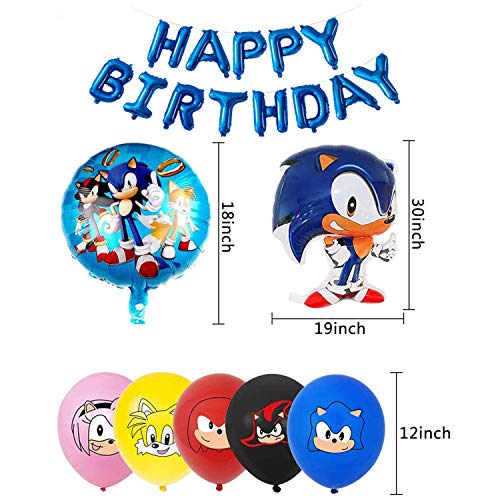 Decoracion Cumpleaños Sonic the Hedgehog Globos de Sonic the Hedgehog Globos de Látex Sónicos Feliz Cumpleaños del Pancarta de Sonic