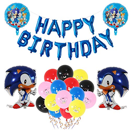 Decoracion Cumpleaños Sonic the Hedgehog Globos de Sonic the Hedgehog Globos de Látex Sónicos Feliz Cumpleaños del Pancarta de Sonic