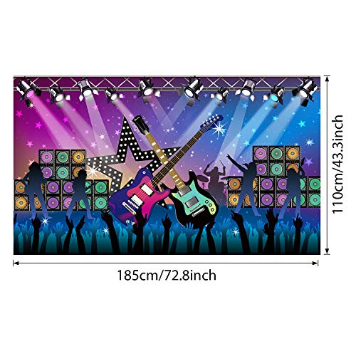 Decoraciones para Fiestas de Karaoke, Banner de Telón de Fondo de Fiesta de Vacaciones de Rock Star de Tela Grande para Fiesta de Rock N Roll, Fondo de Banner de Rock Star, 72,8 x 43,3 Pulgadas