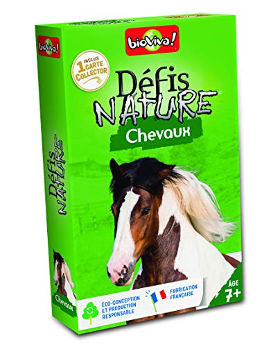 Défis Nature 282611 – Juego de Cartas de Caballos [Texto en francés], Color Verde