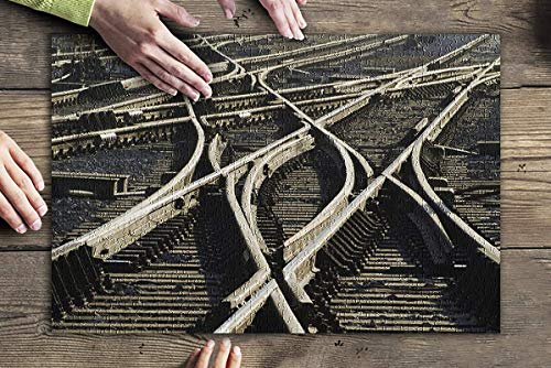 Detalle de primer plano de las vías del tren de ferrocarril superpuestas Puzzle de 500 piezas para adultos