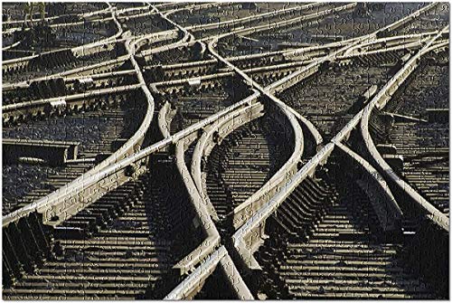 Detalle de primer plano de las vías del tren de ferrocarril superpuestas Puzzle de 500 piezas para adultos