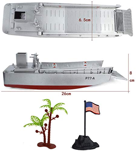 DHIMOG 32 Piezas Militar Toy Sets Barco Aterrizaje Naval con Soldados Juguete, Figuras Militares, Barco Transporte, Banderas y Accesorios Campo Batalla para Niños Juguetes Educativos