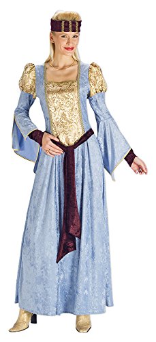Disfraz de elfos medieval para mujer Isabell, vestido largo con velo, disfraz histórico de película teatro Carnaval azul 38-40