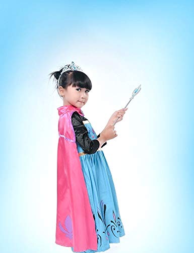 Disfraz de Elsa frozen - niña - mangas de terciopelo negro - halloween - carnaval - capa - talla 140-6 - 7 años - idea de regalo original frozen
