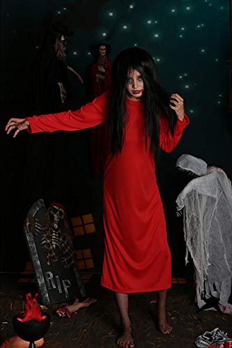 Disfraz De Halloween Mujer Blanco Rojo Horror Asustadizo Cosplay Fantasma Femenino Espeluznante Traje Juego Mascarada Vestido,Red