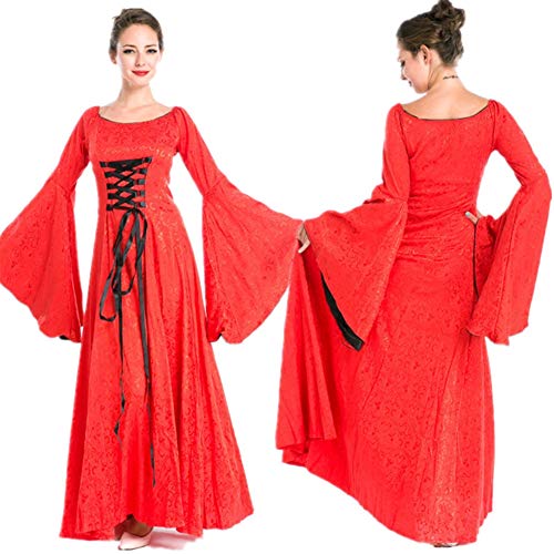 Disfraz De Halloween Mujer Corte Aristocrática Reina Falda Larga Roja Adulto Juego De rol Juego De Fiesta Disfraz Disfraz