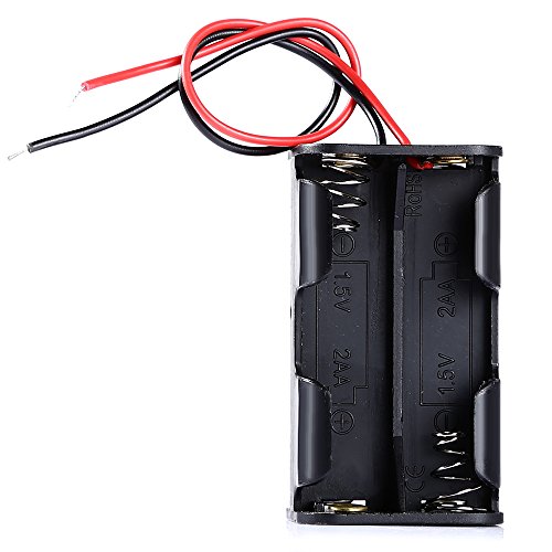 DIY 6V 4-Slot AA Battery Double Deck / Back to Back Holder Case W / Leads - Negro Módulo