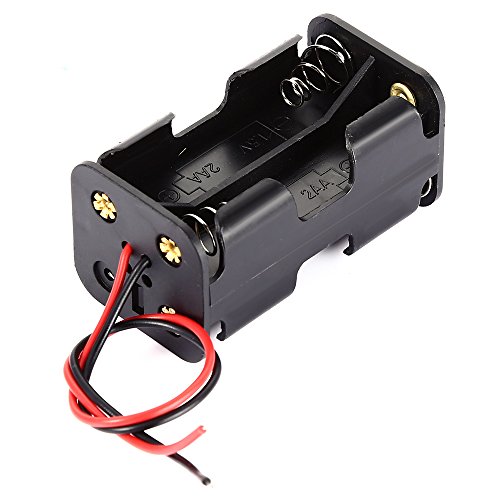 DIY 6V 4-Slot AA Battery Double Deck / Back to Back Holder Case W / Leads - Negro Módulo
