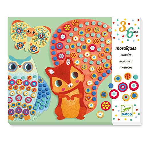 Djeco - Juego creativo Milfiori de imágenes de mosaico, diseño de animales del bosque, multicolor , color/modelo surtido