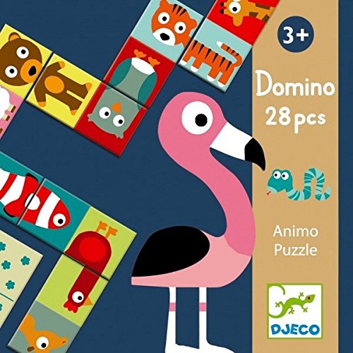 DJECO- Juegos familiaresDominóDJECOEducativos Domino Animo-Puzzle, Multicolor (30)