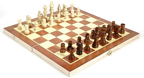 DJRH Juego de ajedrez de 7.5Inchestravel, Juego de ajedrez de Juegos de Mesa de Madera para Adultos, Conjunto de Juegos de ajedrez Plegable con Piezas de ajedrez Artesanal magnética