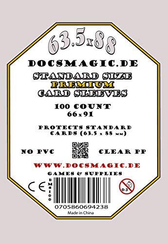 docsmagic.de 100 Clear Card Sleeves Standard Size 66 x 91 - Transparente - Fundas - PKM - MTG