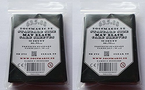 docsmagic.de 100 Double Mat Black Card Sleeves Standard Size 66 x 91 - Negra - Fundas - PKM - MTG