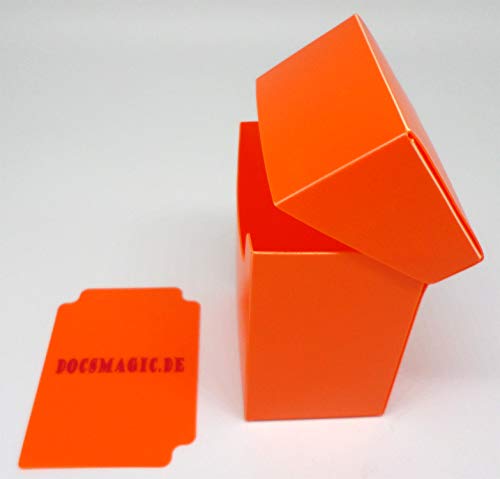 docsmagic.de Deck Box Full + 100 Double Mat Orange Sleeves Standard - Caja & Fundas - PKM MTG