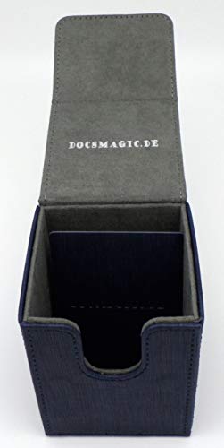 docsmagic.de Premium Magnetic Flip Box (100) Blue + Deck Divider - MTG PKM YGO - Caja Azul