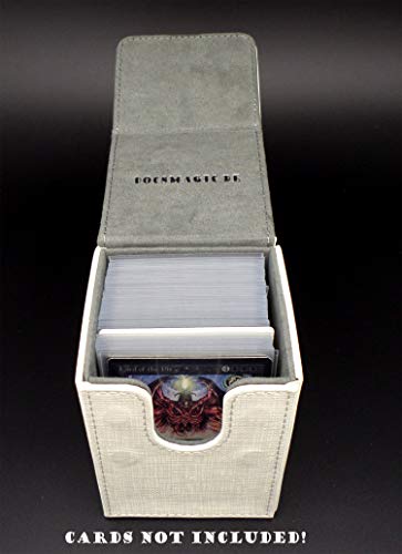 docsmagic.de Premium Magnetic Flip Box (100) White + Deck Divider - MTG PKM YGO - Caja Blanco
