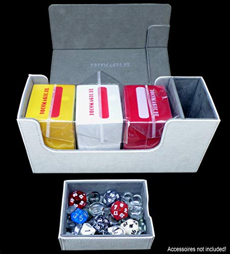 docsmagic.de Premium Magnetic Tray Long Box White Small - Card Deck Storage - Caja Blanco
