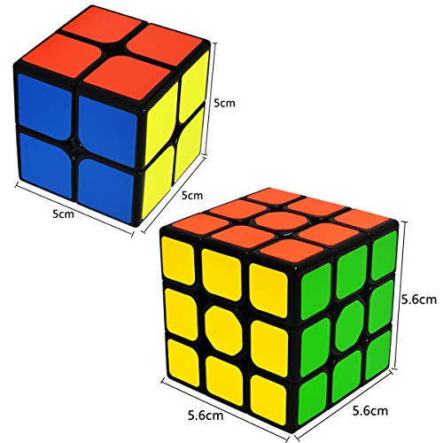 EASEHOME Speed Magic Cube Set 2x2x2 + 3x3x3, 2 Pack Puzzle Cubes Rompecabezas Cubo Mágico PVC Pegatina para Niños y Adultos