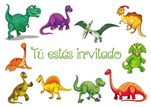 Edition Colibri 10 Invitaciones en español “Dinosaurio“: Juego de 10 Invitaciones para el cumpleaños Infantil / Fiesta (10977 ES)