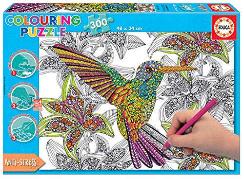 Educa- Hummingbird Puzzle para Colorear, 300 Piezas, Multicolor (17083)