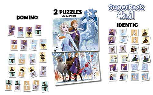 Educa- Superpack Frozen 2 Pack de Domino, Identic y 2 Puzzles, Juego de Mesa, Multicolor (18378)